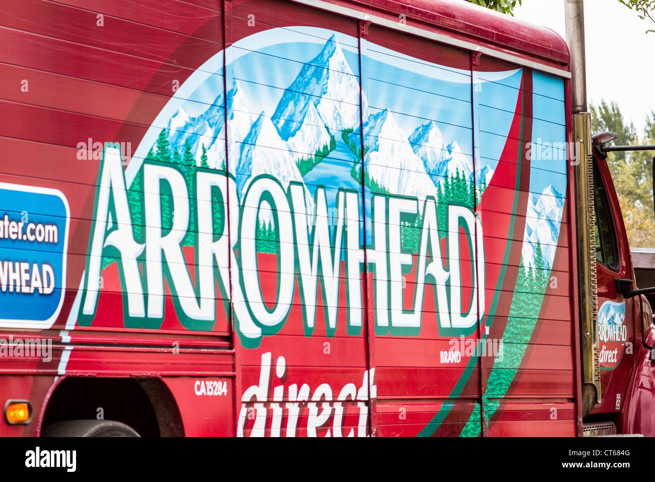 An Arrowhead water delivery truck Stock Photo