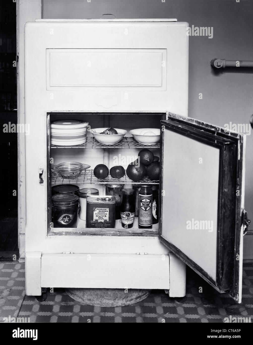 Interior of vintage refrigerator Stock Photo