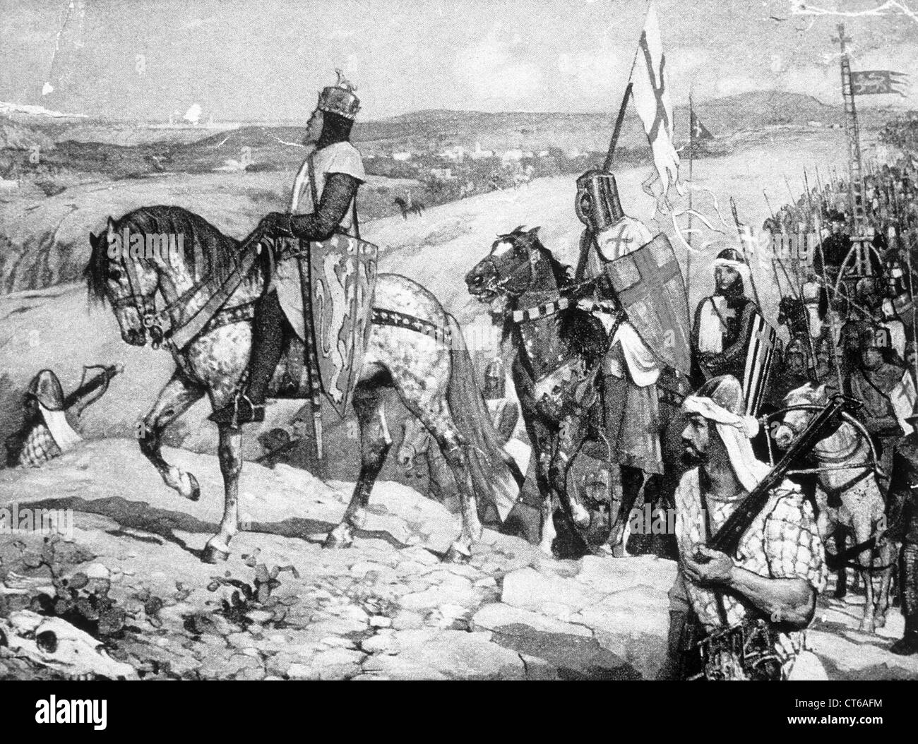 Illustration - Richard I and army nearing Jerusalem Stock Photo