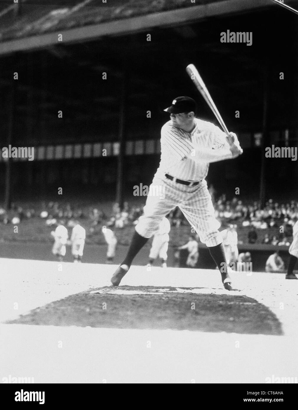 Babe Ruth at bat, 1934 Stock Photo