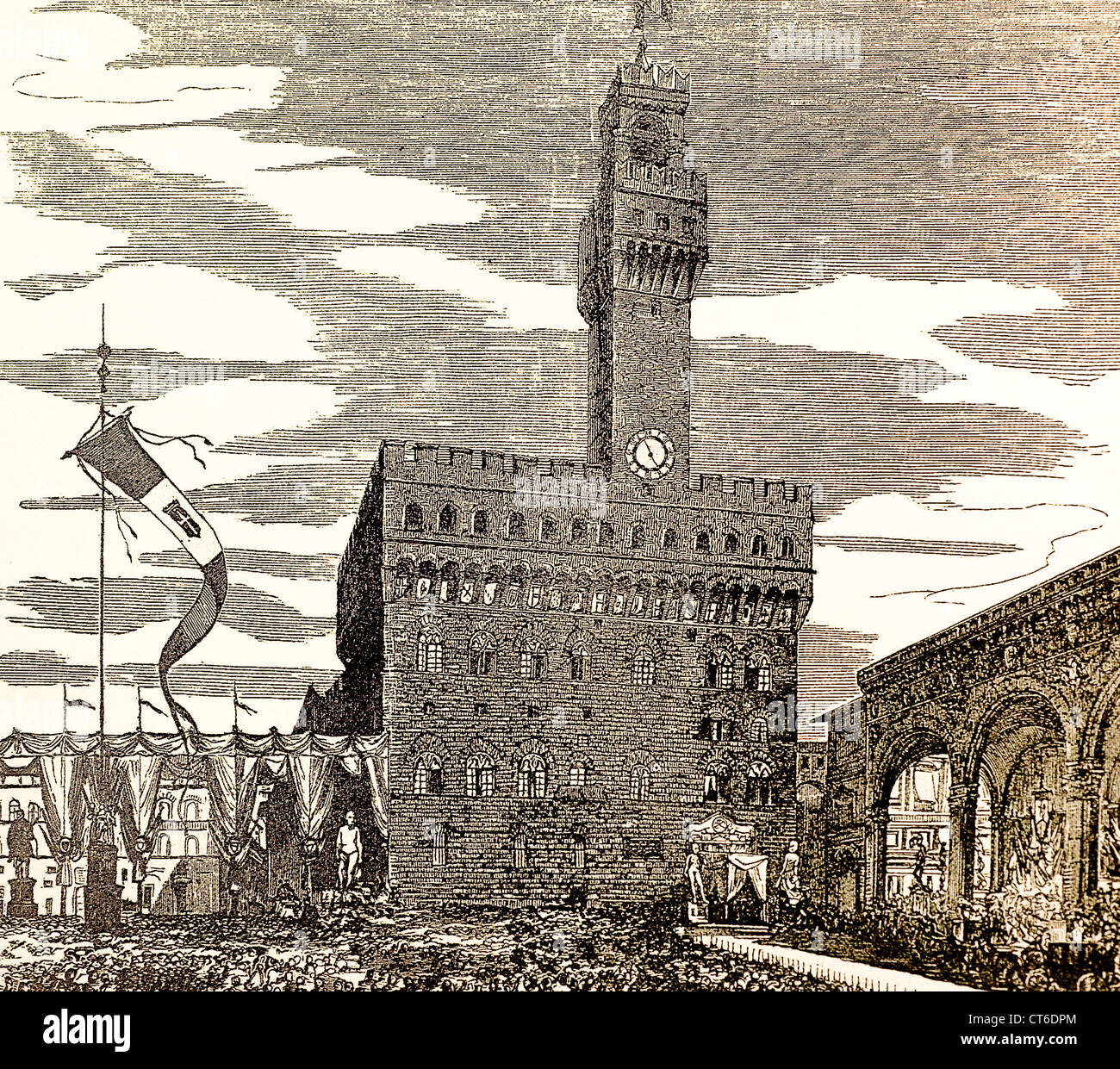 Florence Palazzo Vecchio on the opening day of the work of the Italian Parliament Stock Photo