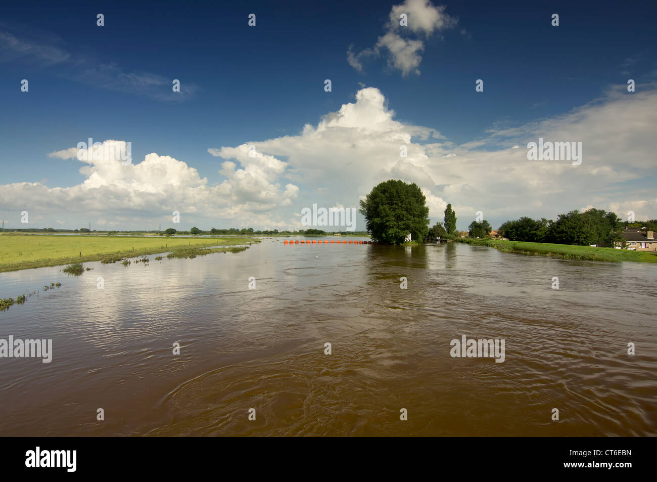 Flood due to heavy rain in the Summer of 2012 at Beal in North Yorkshire Stock Photo