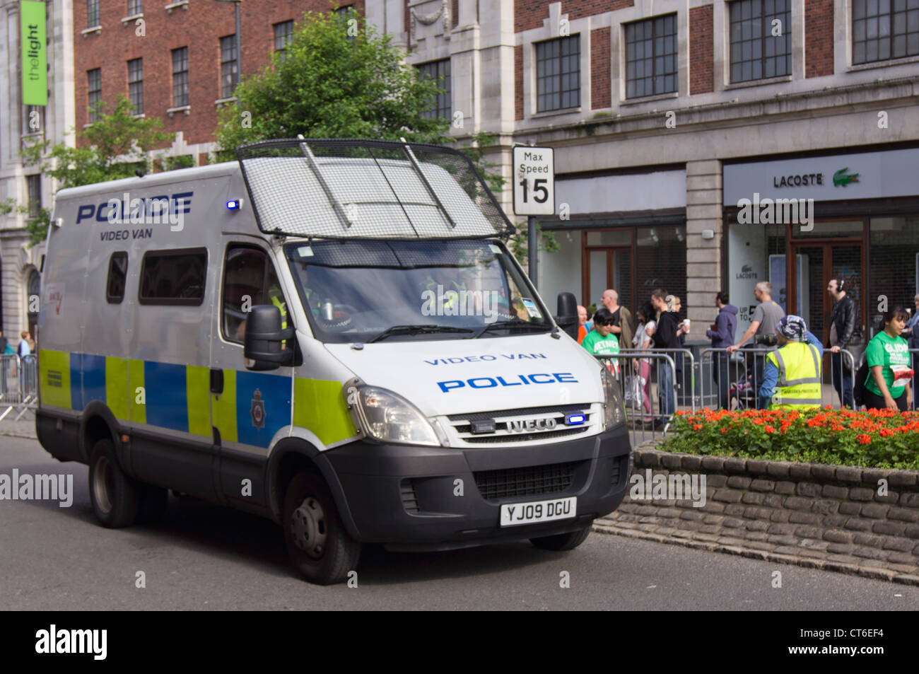 West Yorkshire police van in Leeds city center Stock Photo