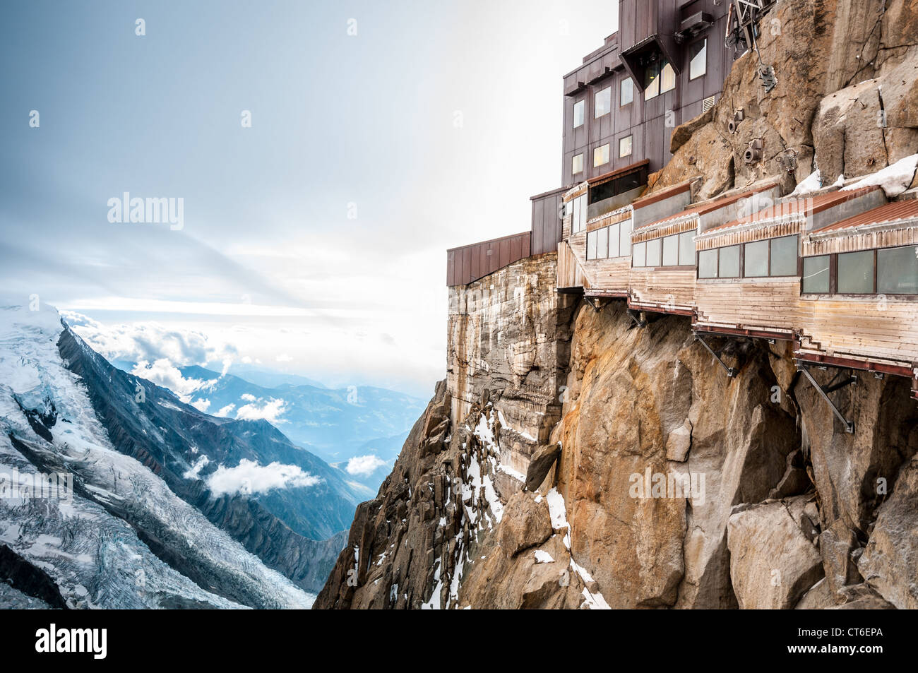 View of the Alps from Aiguille du Midi mountain in the Mont Blanc ...