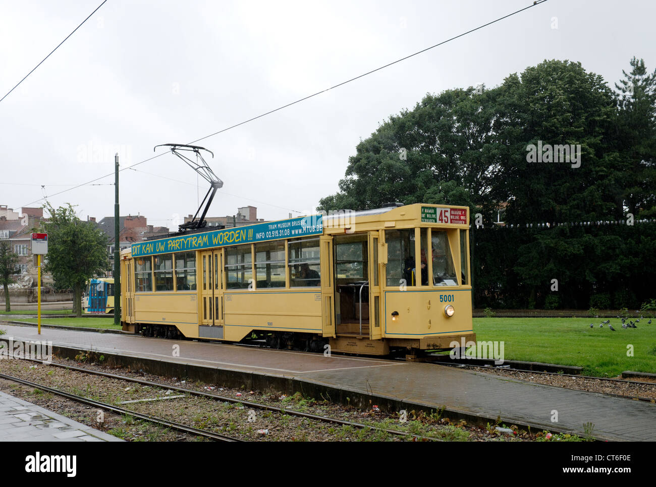 Brussels Vintage Tram No.5001 at Stadion Terminus -1 Stock Photo