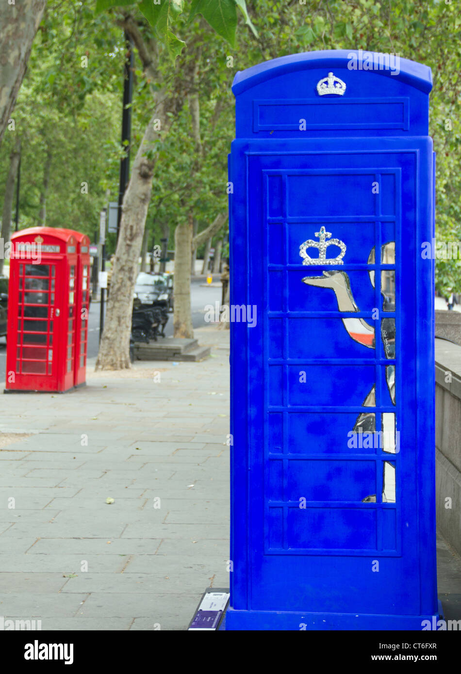 Blue Telephone Box Stock Photo Alamy