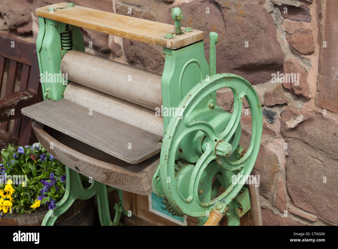 Old mangle outside home Stonehaven Harbour seafront Grampian Scotland UK Stock Photo