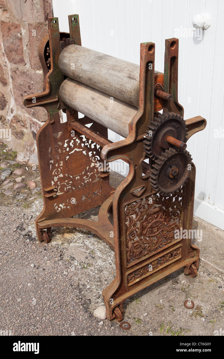 Old mangle outside home Stonehaven Harbour seafront Grampian Scotland UK Stock Photo