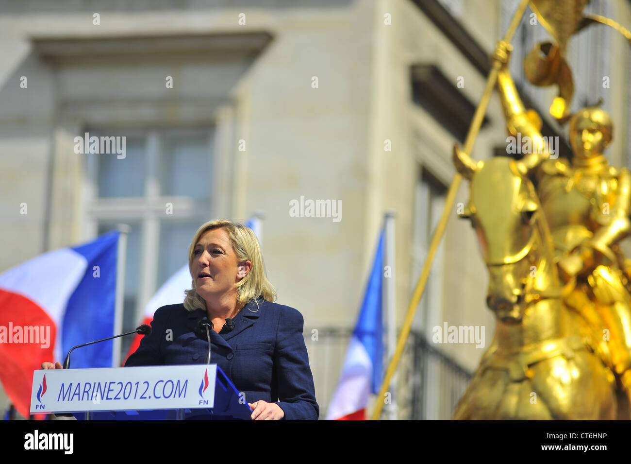 French National Front gathering - party leader Marine Le Pen Stock Photo