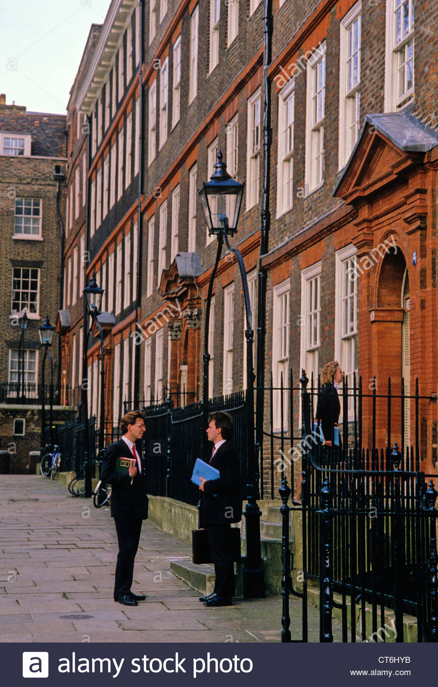 Law Students Chatting In Kings Bench Walk Inner Temple London