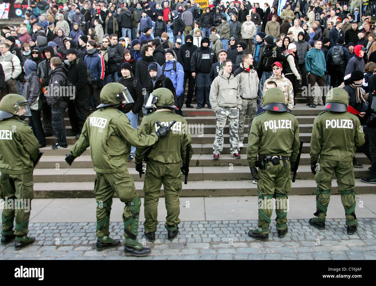Demo Against The Antifa To Npd March In Dresden Stock Photo Alamy