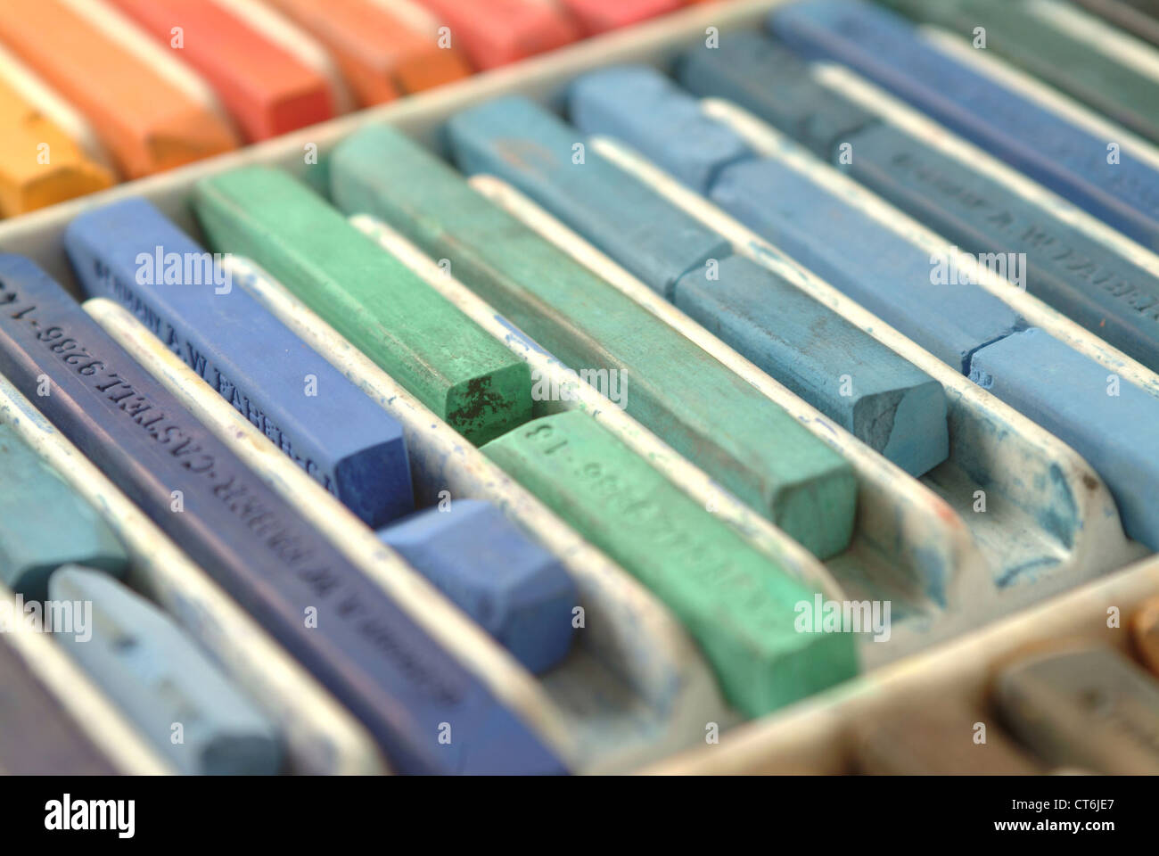 Color crayon in the box Stock Photo Alamy