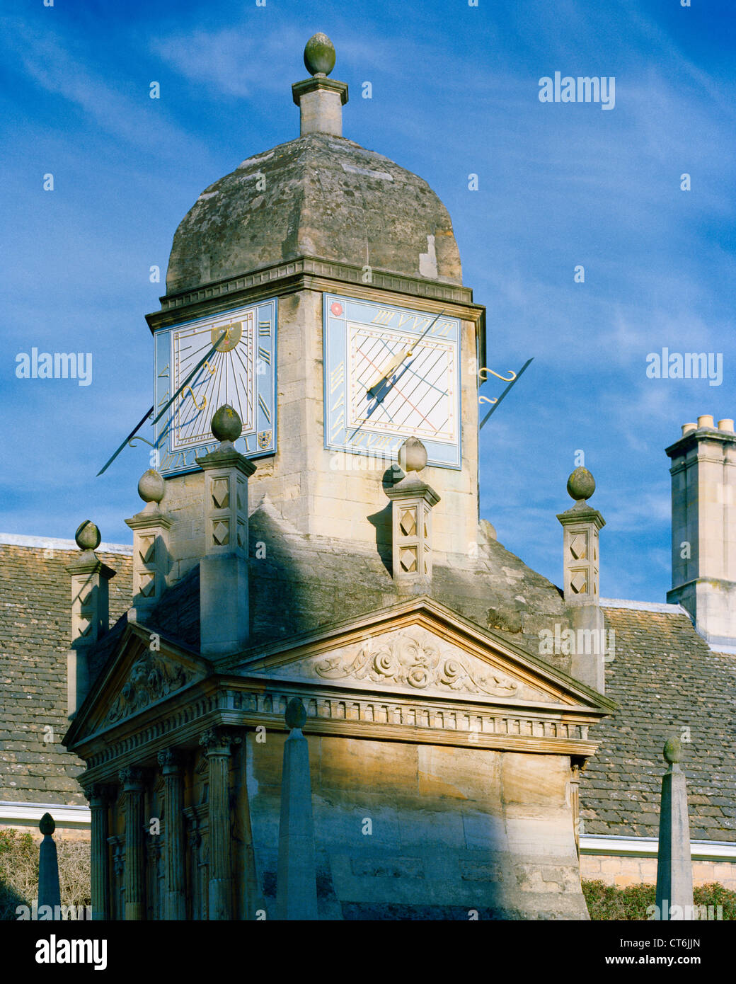 Sundial over Gate of Honour Gonville & Caius College Cambridge University England Stock Photo