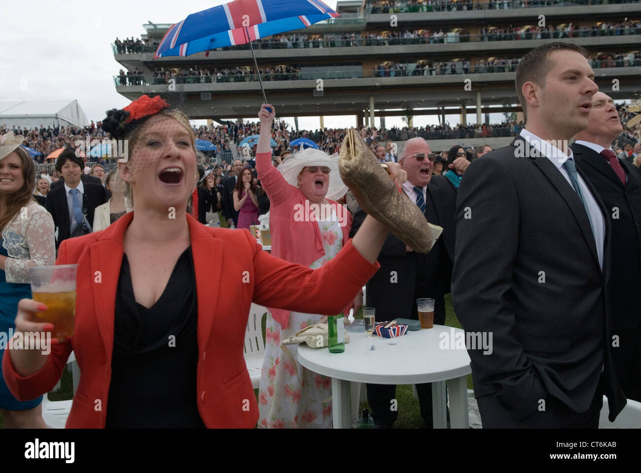 Emotions willing on a horse to win. Horse racing UK Royal Ascot 2010s 2016 HOMER SYKES Stock Photo