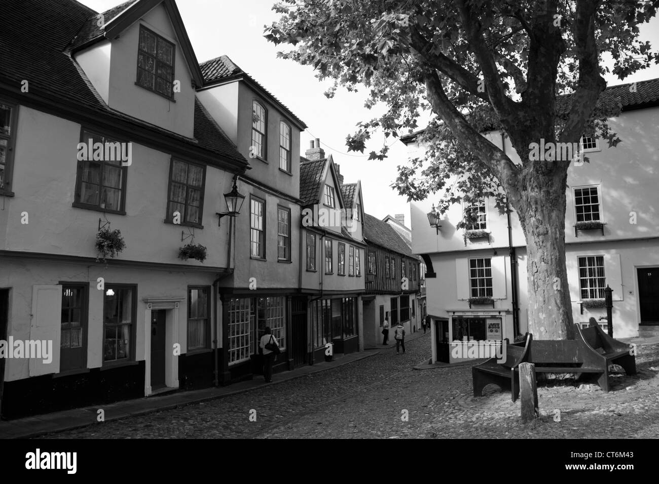 Elm Hill in black and white, Norwich, England, UK Stock Photo