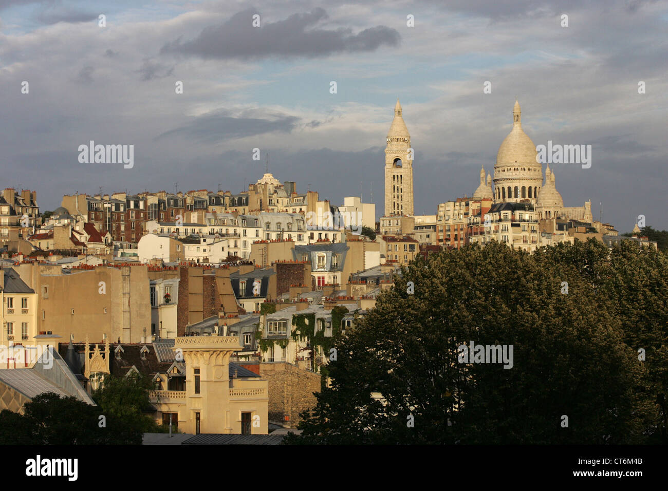 Paris, Montmartre and the Sacre Coeur Basilica in the evening light Stock Photo