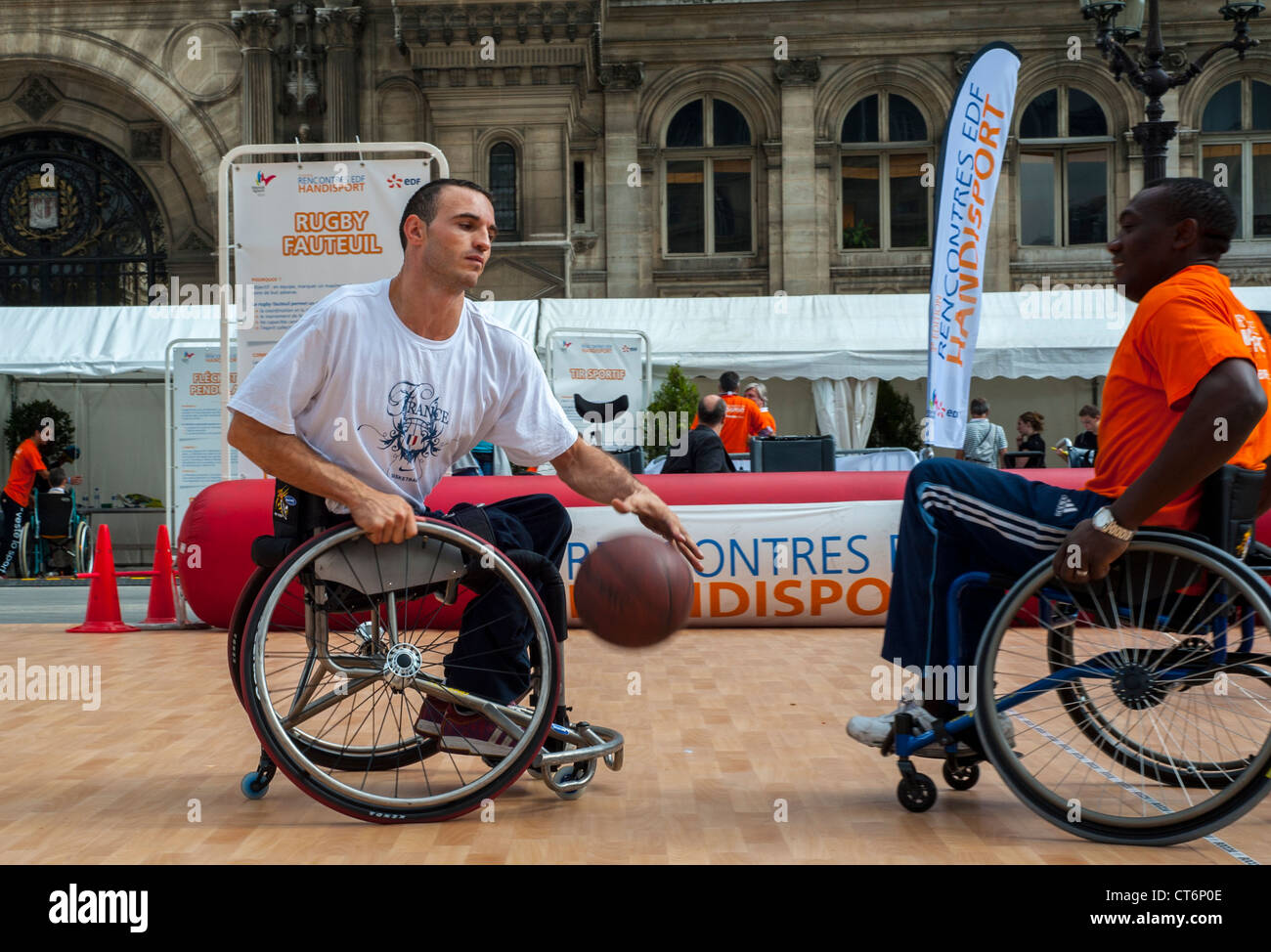 Paris, FRANCE French Handicapped Athletes Playing in Basketball Class
