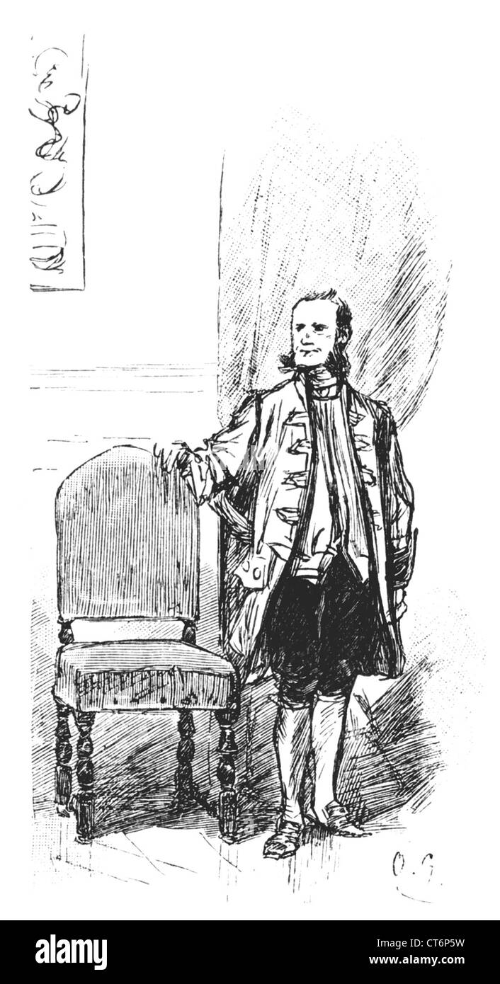 caricature of a waiting butler in livery Stock Photo