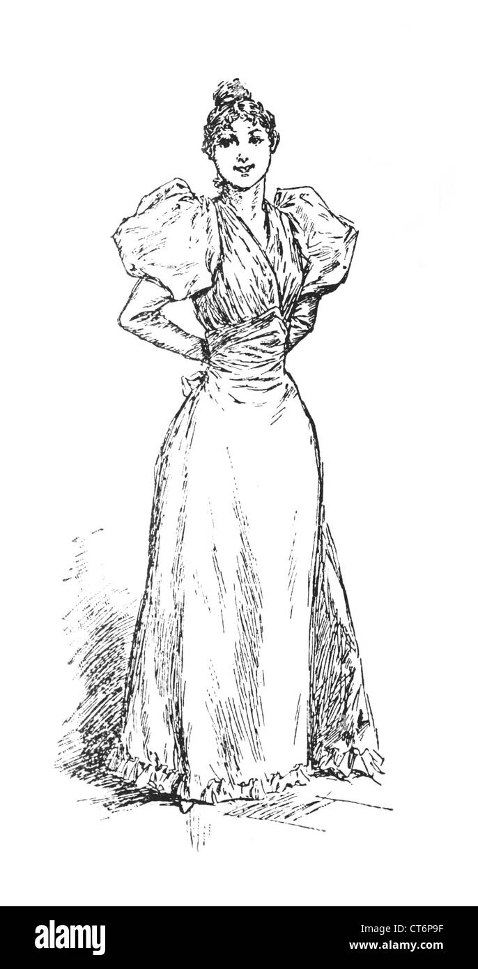 Caricature of young smiling girl in fancy dress Stock Photo