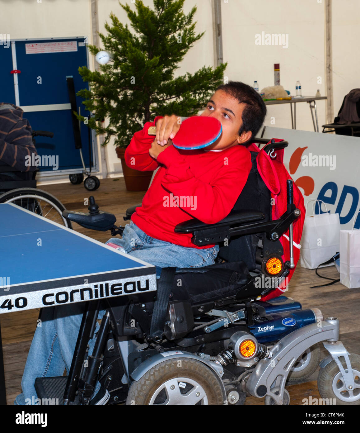 Paris, FRANCE French Handicapped Children in Ping Pong Class at Paris