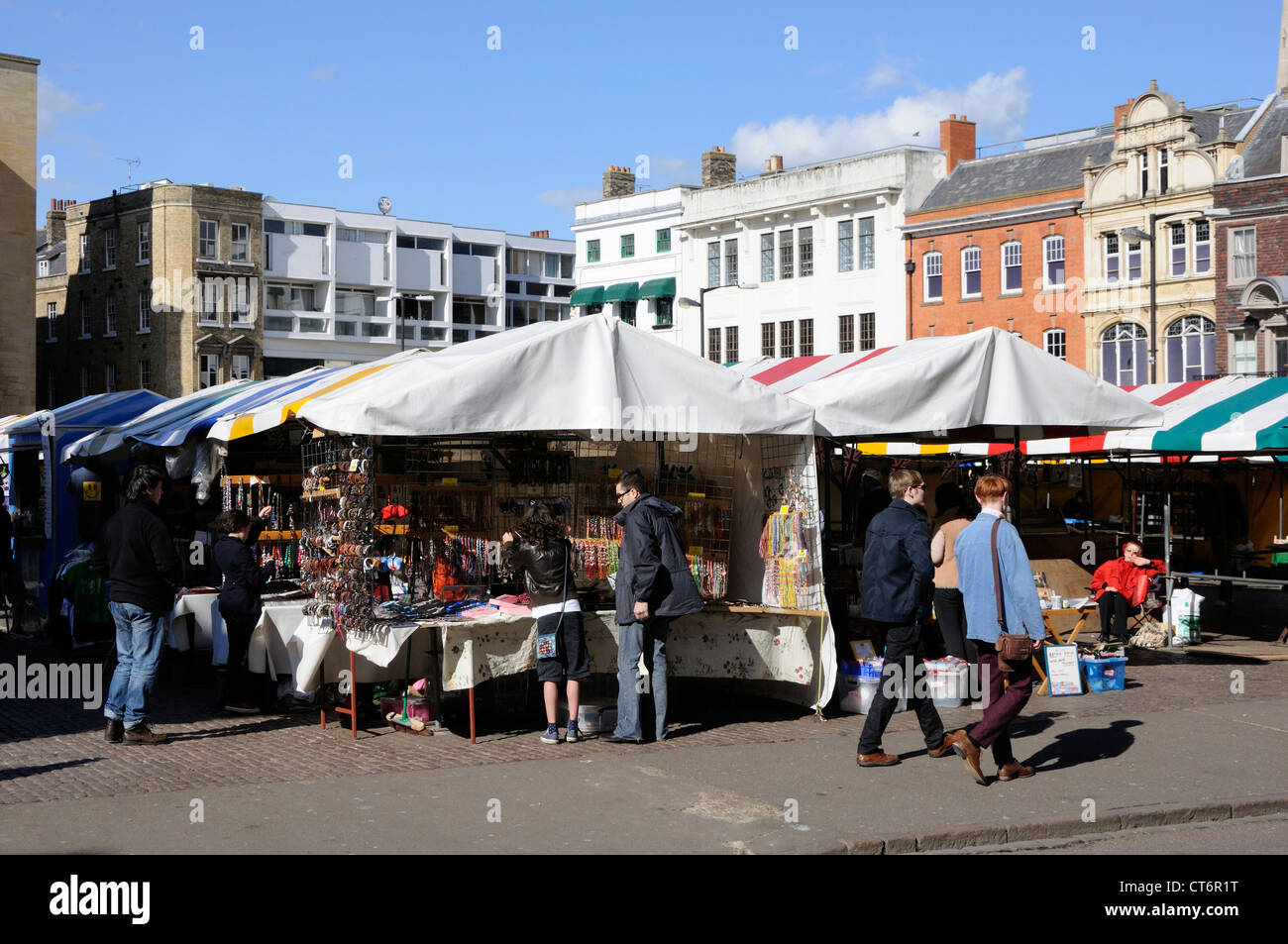 Stalls at Cambridge Market Stock Photo Alamy