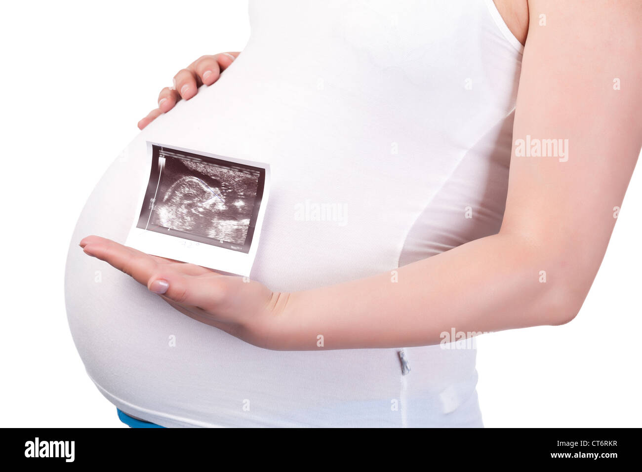 Pregnant Woman's Belly with Ultrasound Image, closeup Stock Photo - Alamy