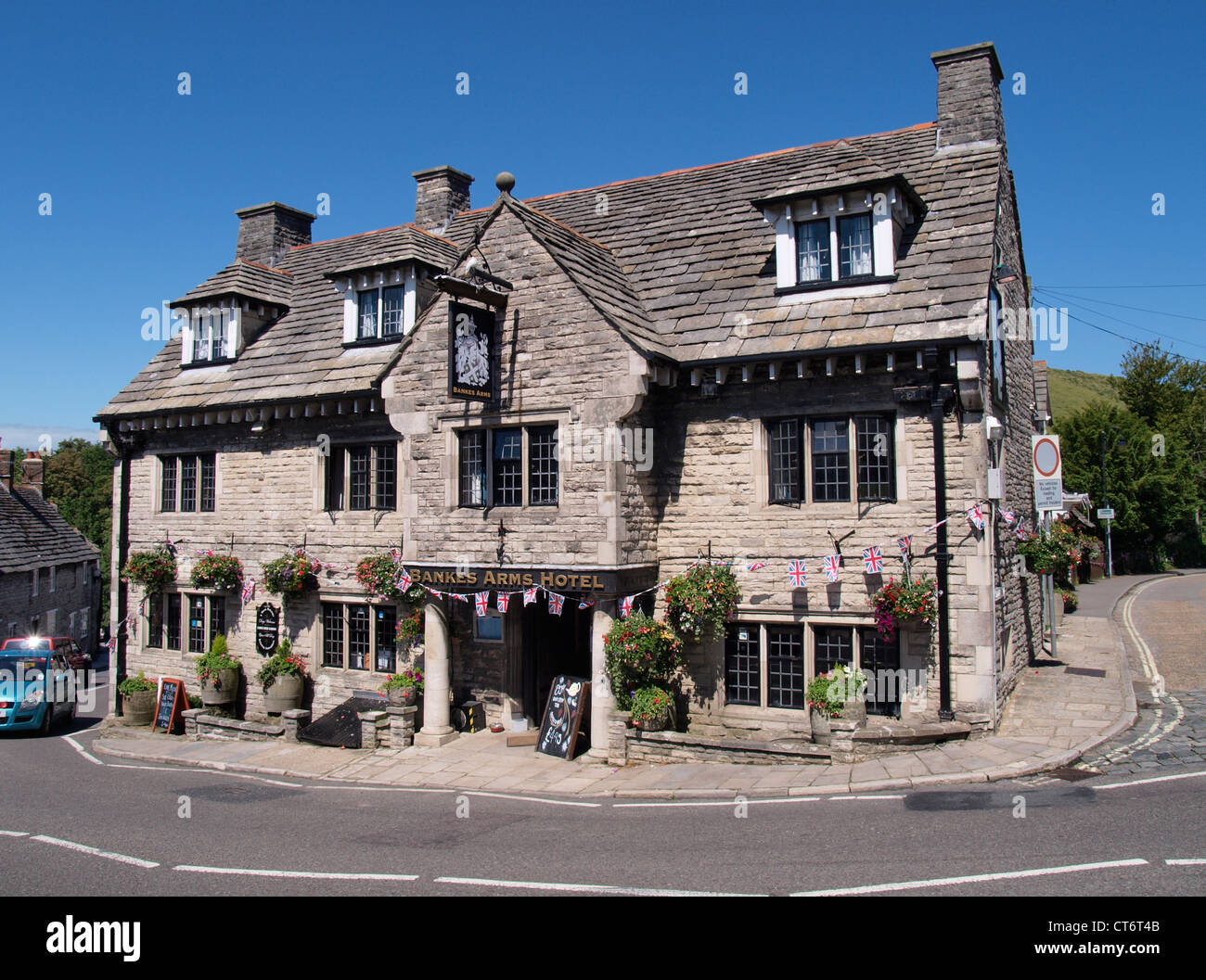 Bankes Arms Hotel, Corfe Castle, Dorset, UK Stock Photo