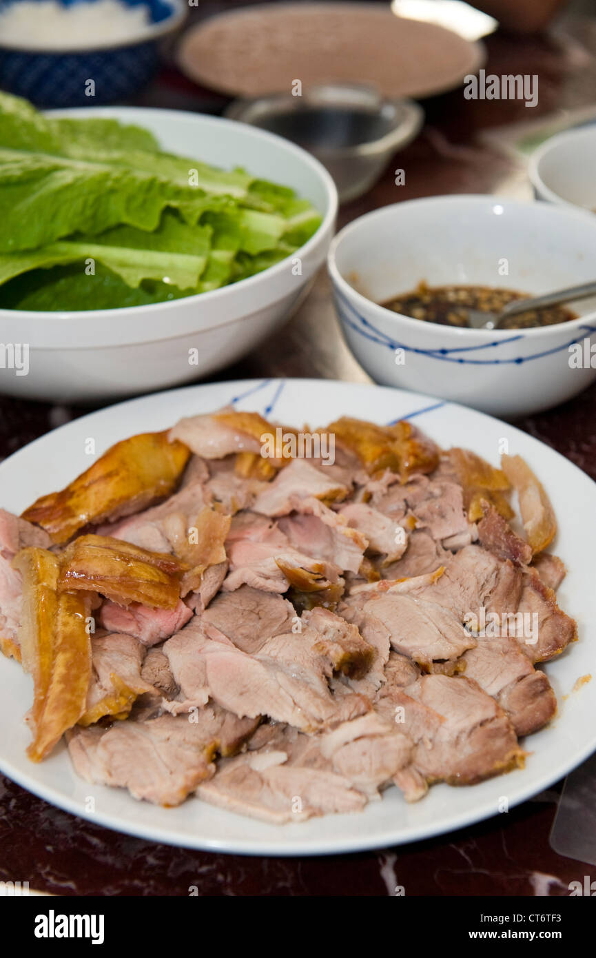 Mu Shu pork wraps Stock Photo
