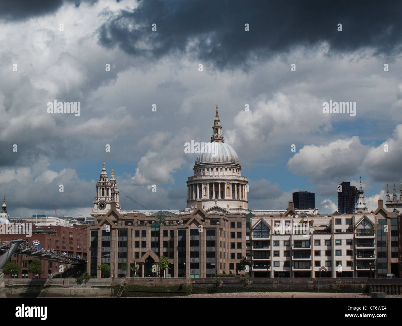 Grey clouds over the dome of St Pauls Cathedral in London Stock Photo