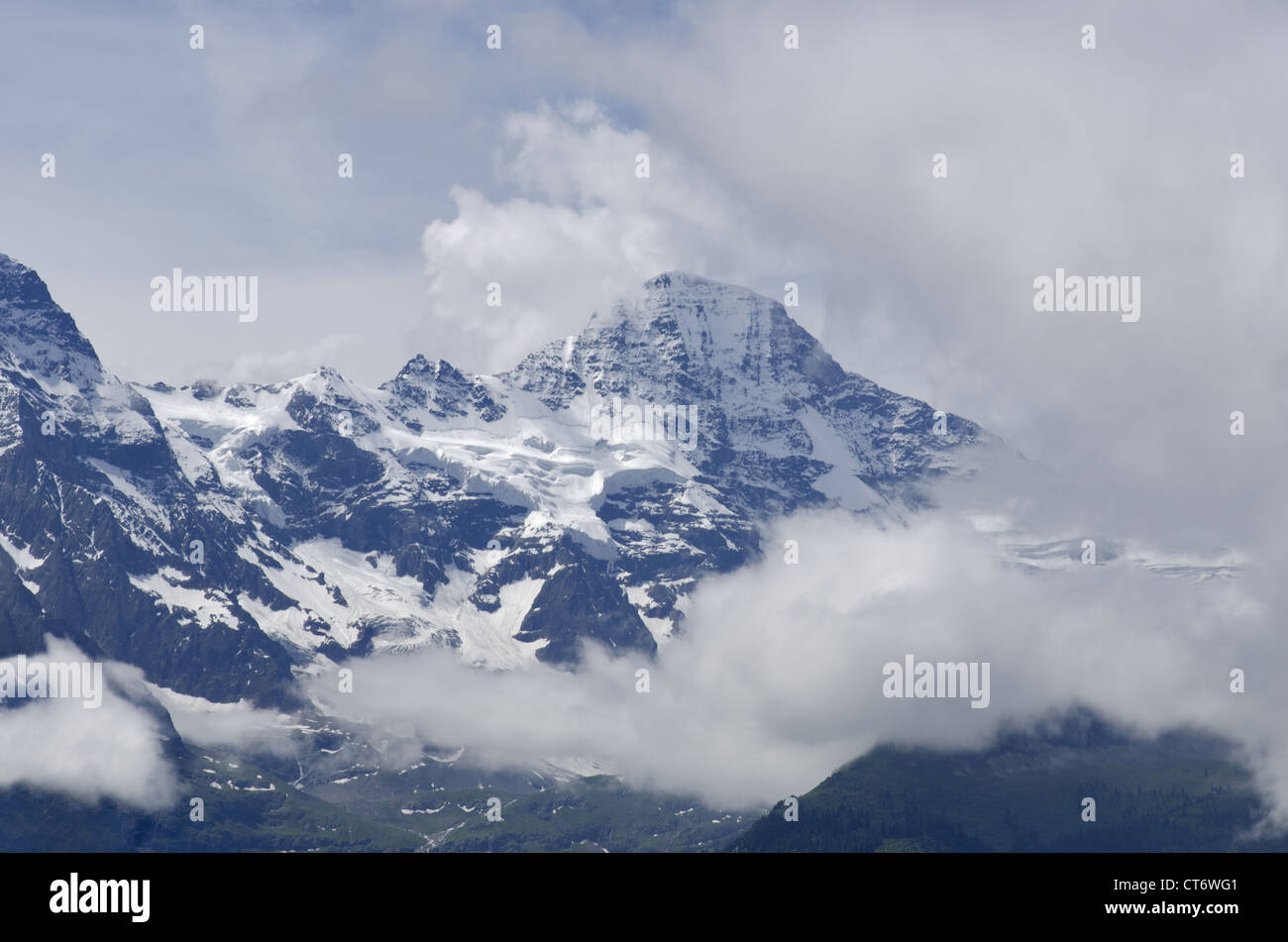 Ice clad mountains, Switzerland Stock Photo