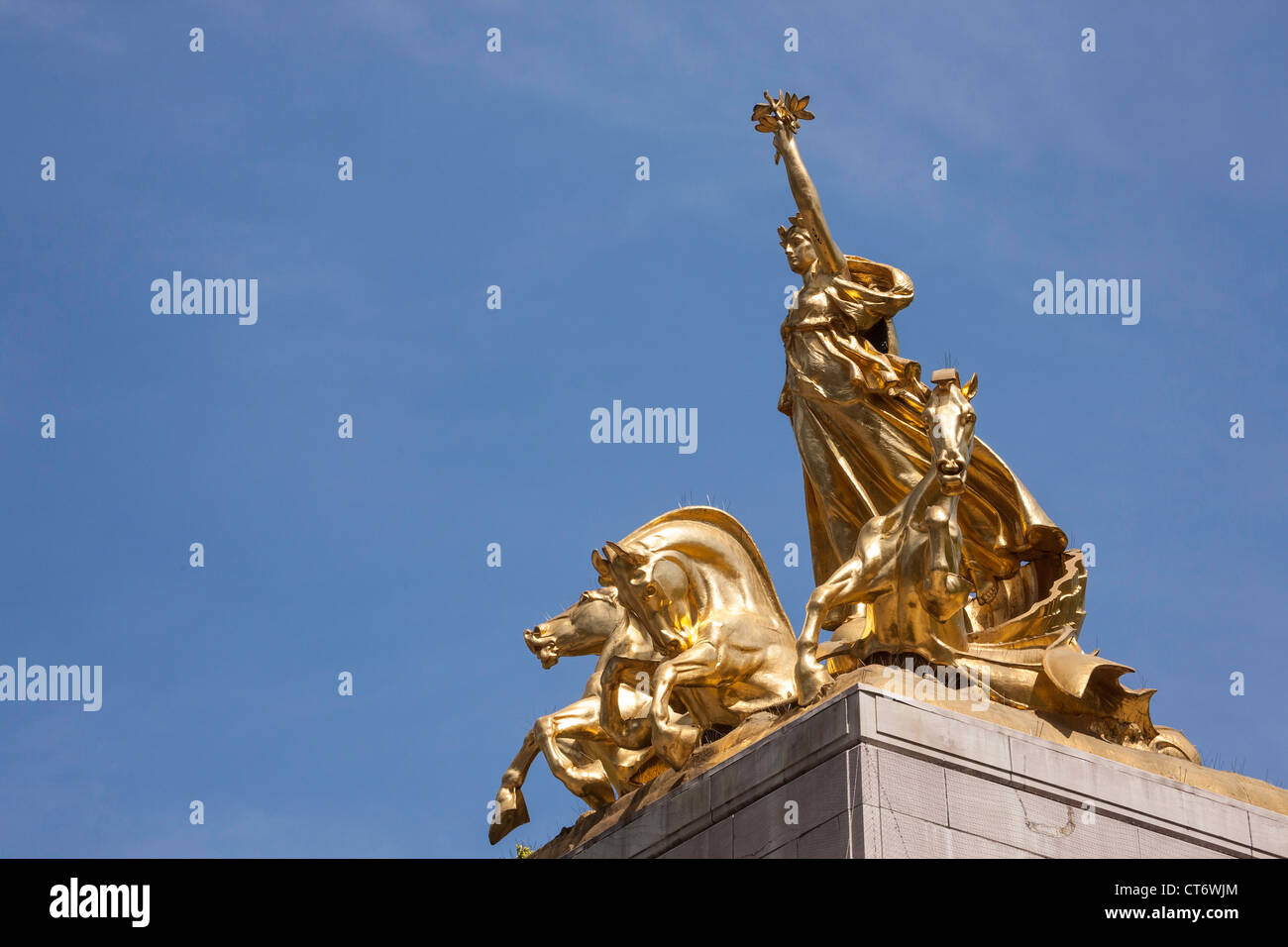 Maine Monument at Merchant's Gate, Central Park, Manhattan, New York City, NYC Stock Photo