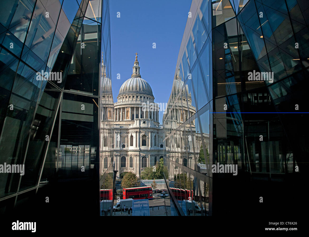 United Kingdom. England. City of London. St. Paul's Cathedral viewed from One New Change. Stock Photo