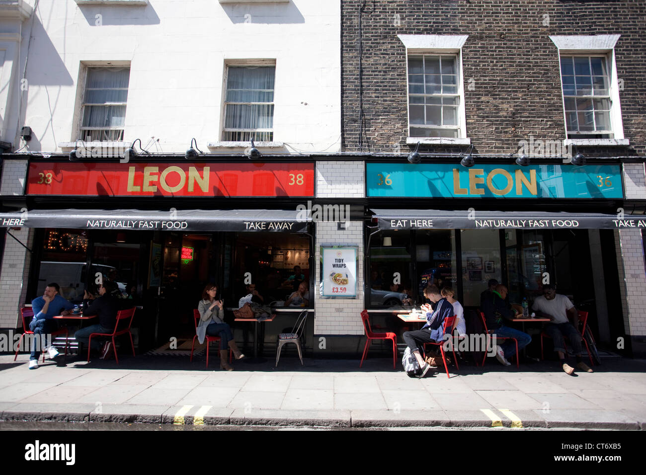 LEON fast food restaurant on Old Compton Street, Soho, London, England, UK Stock Photo