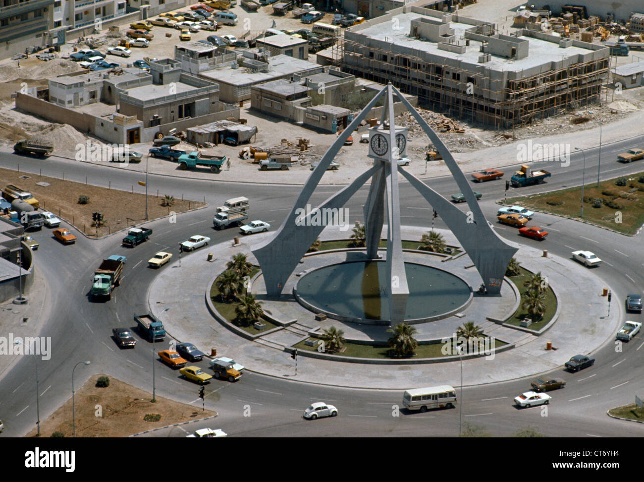 Dubai UAE Clocktower Roundabout In The 1970's Stock Photo 49325840 Alamy