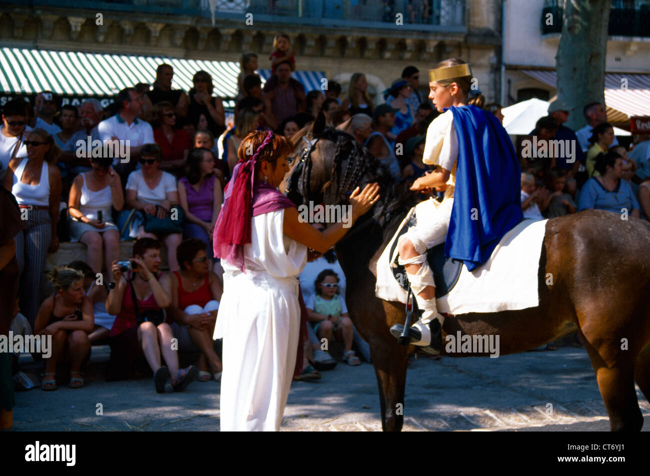 St Jean De Fos France Languedoc-Roussillon Pageant Celebrating Charlemagne's Arrival In Town In 804 Stock Photo