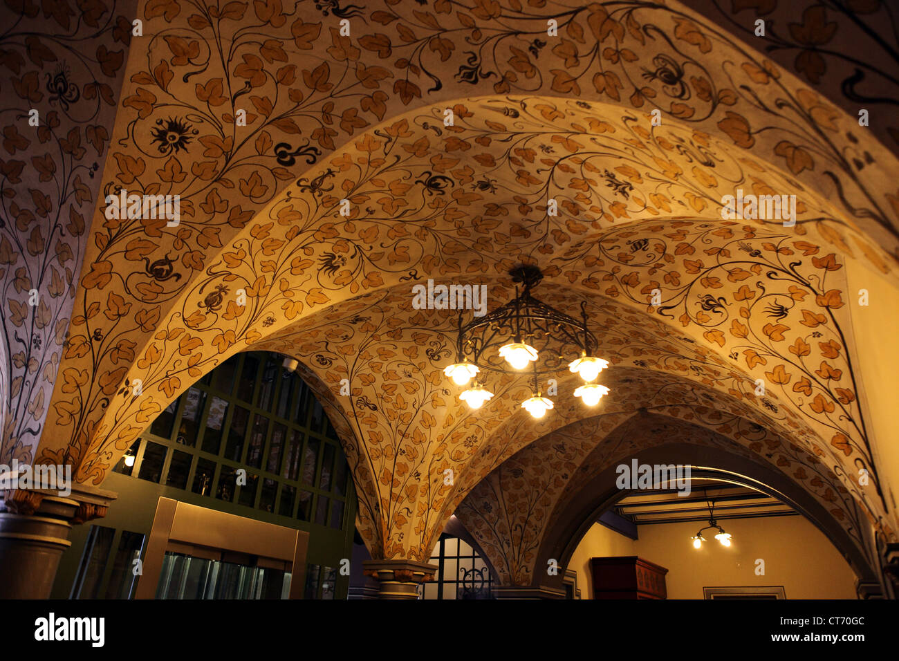 Basel Town Hall medieval vaulted ceiling, Switzerland Stock Photo