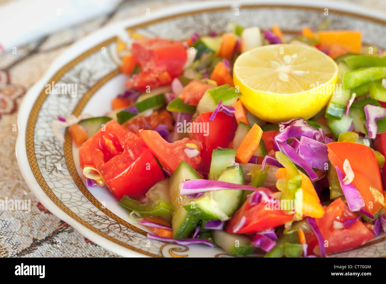 Plate of mixed salad, Egypt Stock Photo