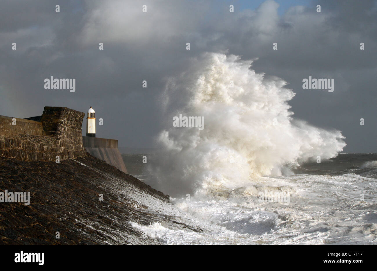 Hurricane Katia hits Wales UK coastline massive waves Stock Photo