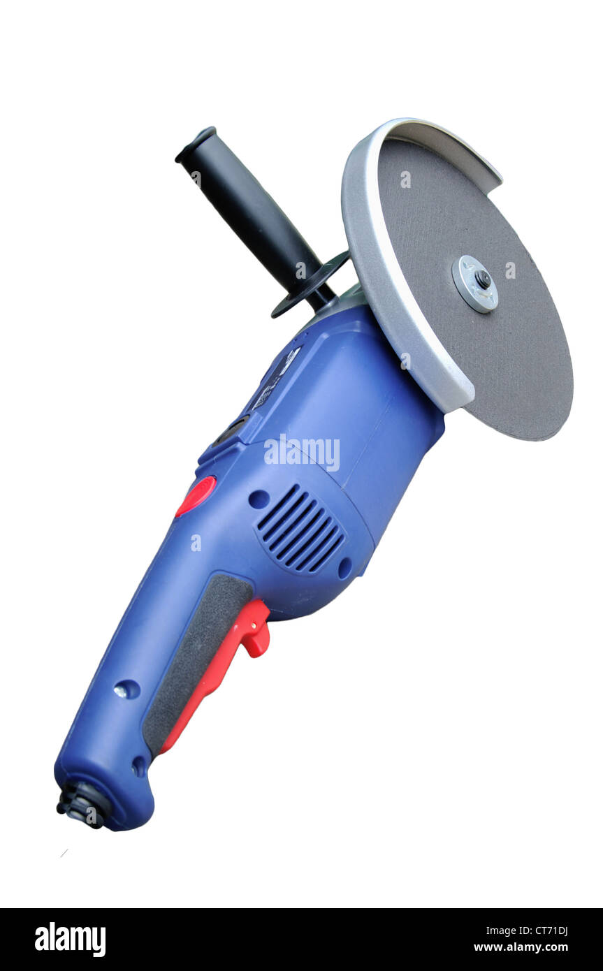 Electrical saw grinder for metal work on the white background