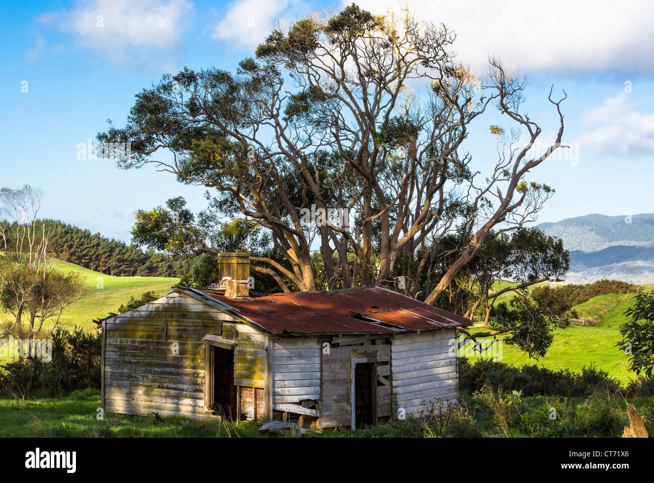 hut old house farm building falling down Stock Photo