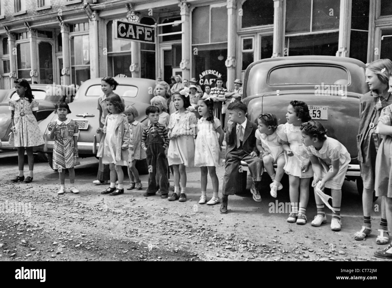 Children watching the Labor Day parade, Silverton, Colorado, circa 1940