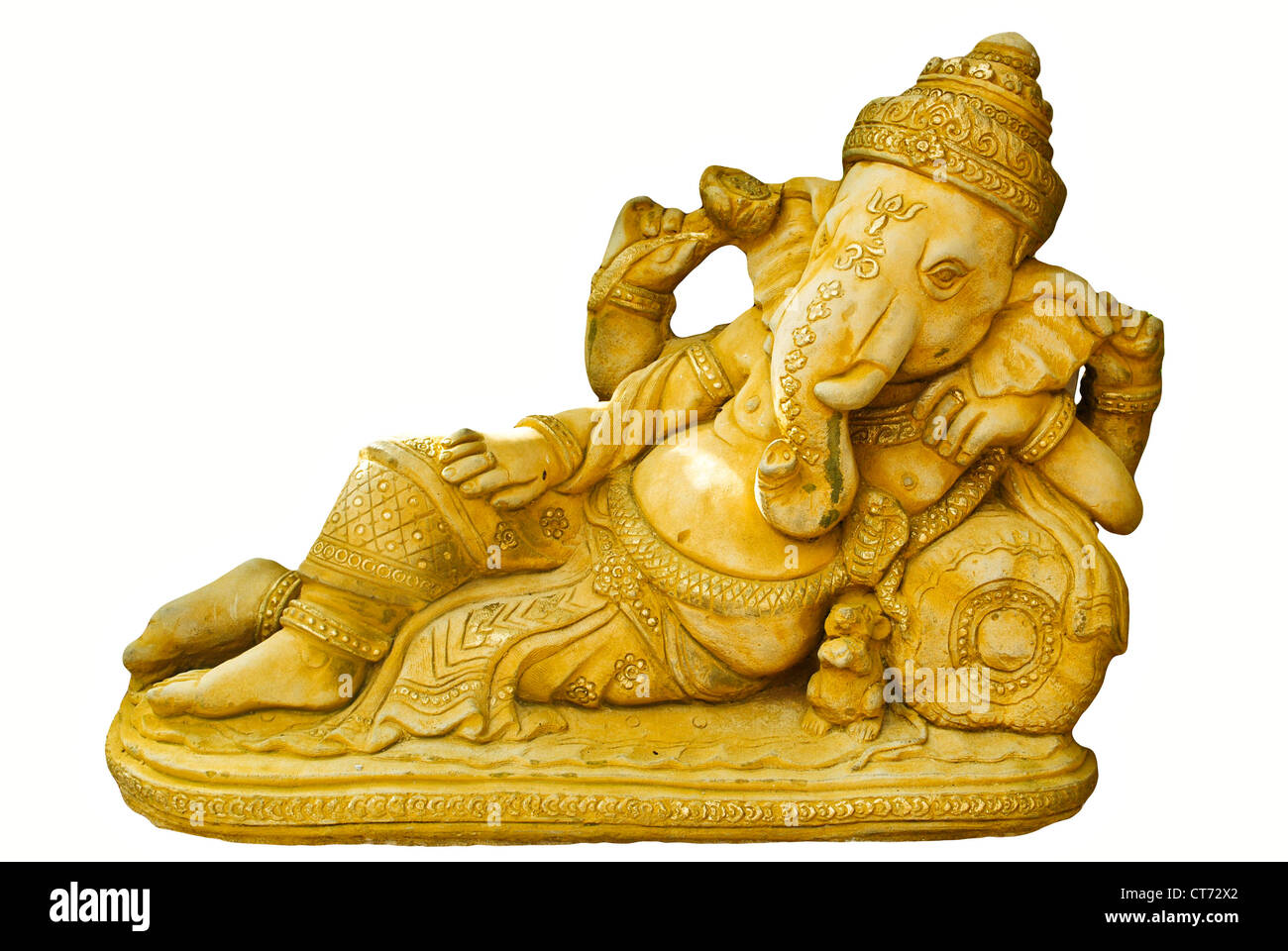Golden Hindu God Ganesh over a white background Stock Photo - Alamy