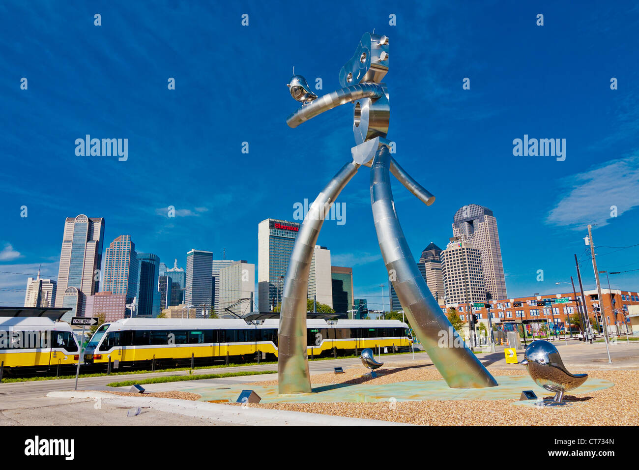 The Traveling Man Walking Tall, 38foottall, one of three stainless