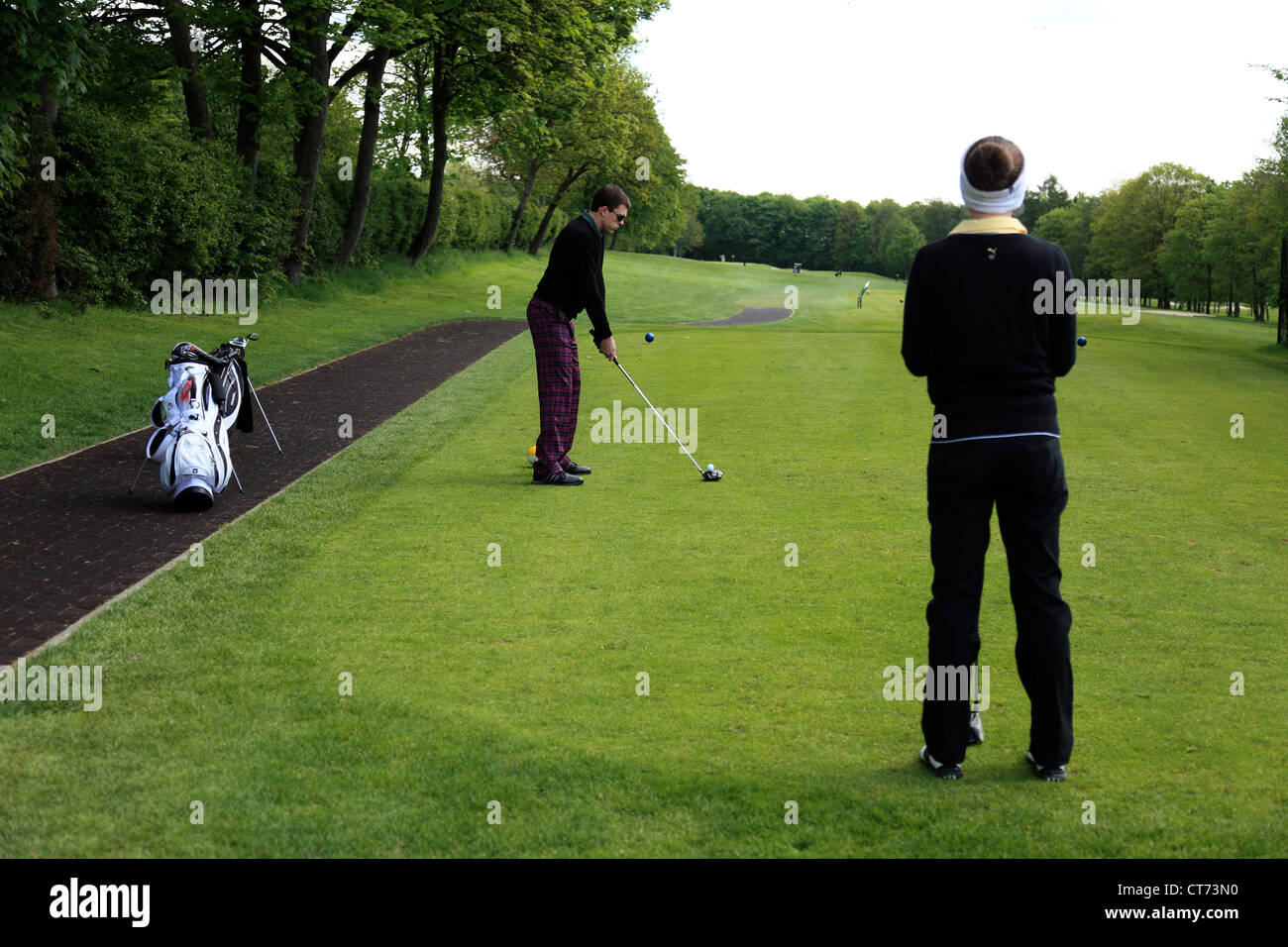 D-Dortmund, Ruhr area, Westphalia, North Rhine-Westphalia, NRW, Dortmunder Golfclub, golf course in the Reichsmark, landscape, golf players Stock Photo