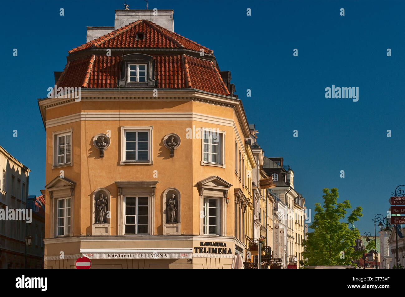 Houses at Krakowskie Przedmieście section of Trakt Królewski (The Royal Way) in Warsaw, Poland Stock Photo