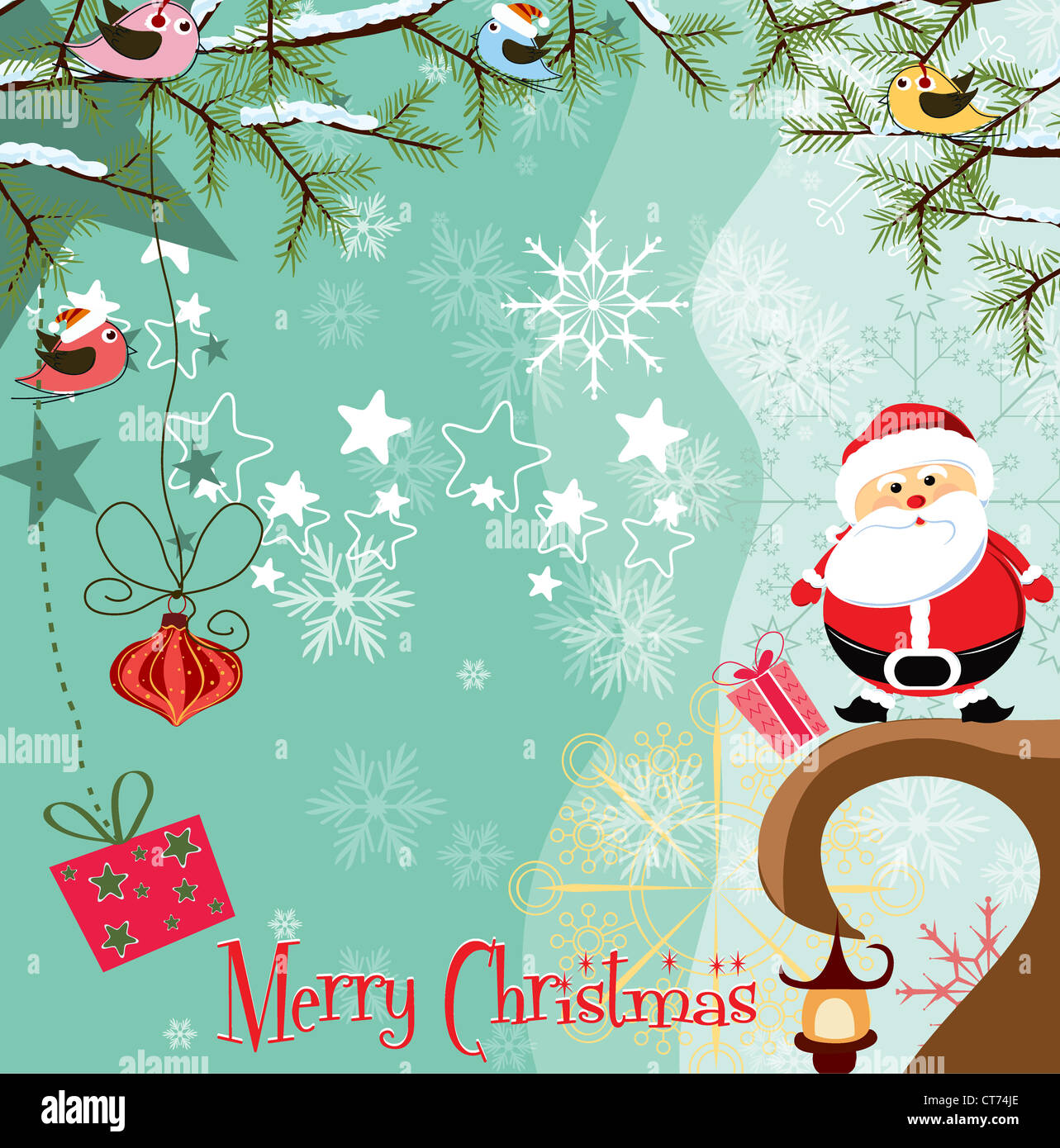 vector winter background with birds Stock Photo - Alamy