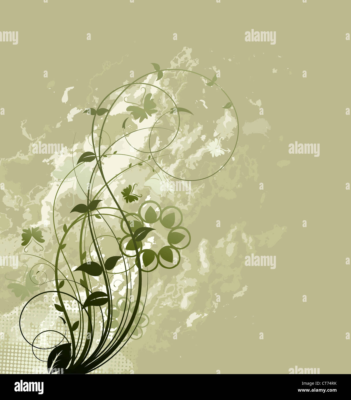 vector grunge floral background with butterflies Stock Photo - Alamy