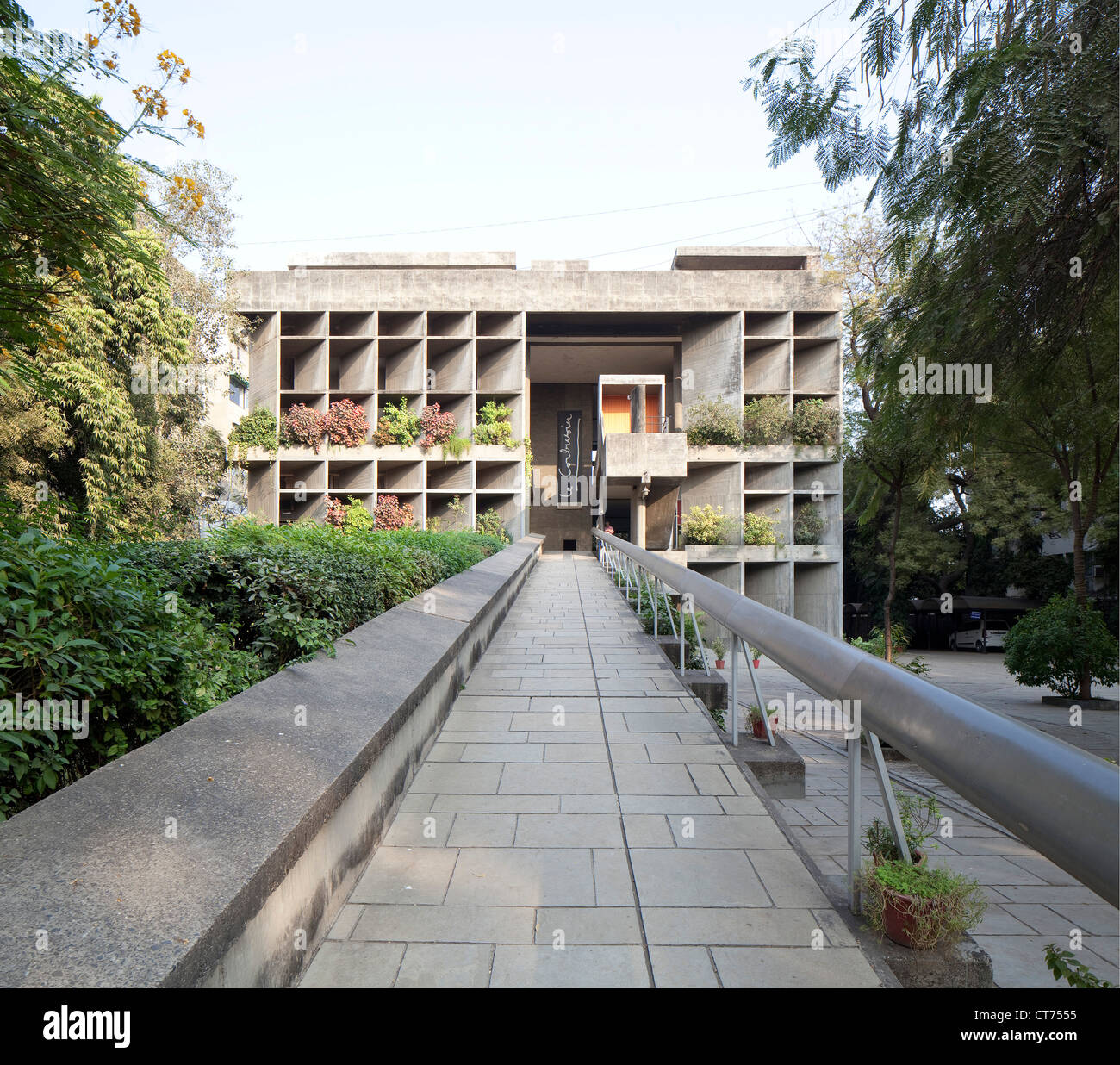 Mill Owners Association Building, Ahmedabad, India. Architect: Le Corbusier, 1954. Centred view of the front elevation looking u Stock Photo