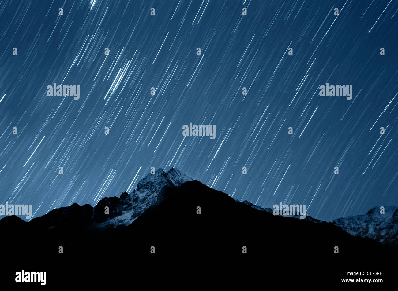 view at Thamserku mountain in Nepal at night Stock Photo