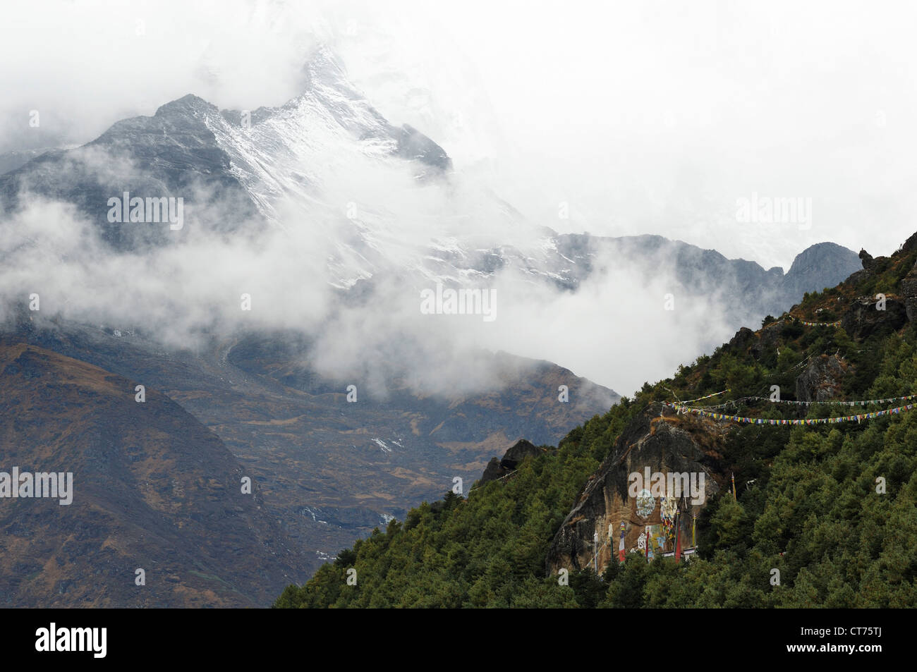 Kongde Ri mountain range in Nepal Stock Photo